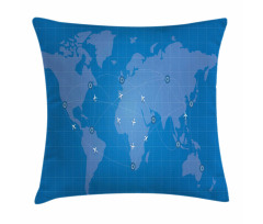 Flight Routes on World Map Pillow Cover