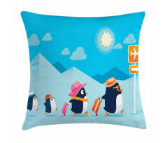 Funny Penguin Family Trip Pillow Cover