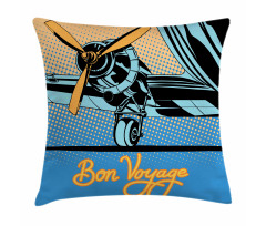 Retro Plane with Propeller Pillow Cover