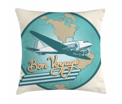 Bon Voyage and Retro Plane Pillow Cover