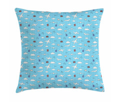 Planes and Luggage on Sky Pillow Cover