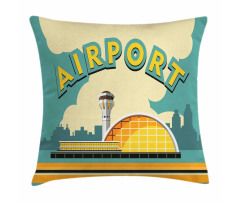 Nostalgic Airport Building Pillow Cover