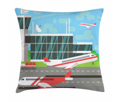 Departure Plane from Runway Pillow Cover