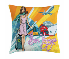 Retro Passenger Woman Art Pillow Cover