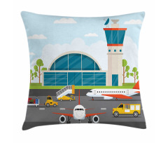 Cartoon Airfield Elements Pillow Cover