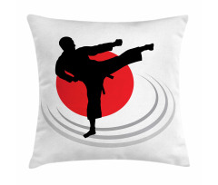 Man Karate Kick Silhouette Pillow Cover