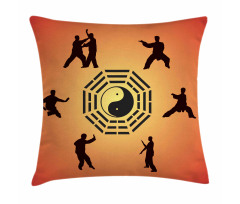 Yin Yang and Karate Poses Pillow Cover