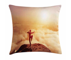 Karate Posed Man at Sunset Pillow Cover