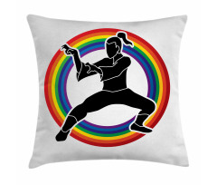 Karate on Rainbow Circle Pillow Cover