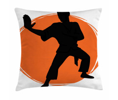 Karate Pose Man in Uniforms Pillow Cover