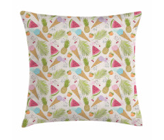Ice Creams and Fruits Pillow Cover
