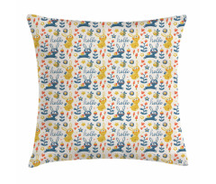 Bunny and Bee Hello Pillow Cover