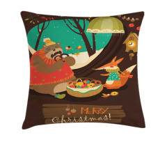 Bear and Fox Xmas Pillow Cover