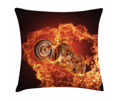 Motorbike in Fire Pillow Cover