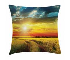 Sunset Over Field Picture Pillow Cover