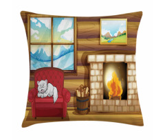 Sleepy Cat Rustic House Pillow Cover