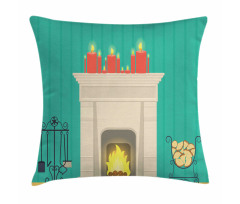 Classic Log Fire Candles Pillow Cover