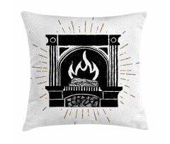 Vintage Log Fire Image Pillow Cover