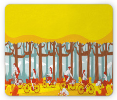 Riding Bicycles in Woodland Mouse Pad