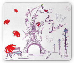 Doodle Romantic Paris Mouse Pad