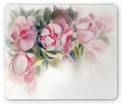 Watercolor Romantic Flowers Mouse Pad