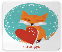 Romantic Theme Fox Heart Mouse Pad