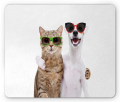 Cat and Dog in Sunglasses Mouse Pad