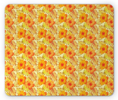 Exotic Flowers Palm Leaf Mouse Pad