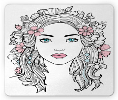 Floral Girl Drawing Mouse Pad