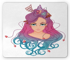 Colorful Hair Girl Mouse Pad