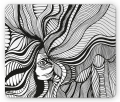 Surreal Striped Hair Mouse Pad