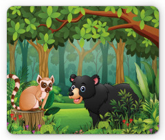 Wild Forest Life Bear Cartoon Mouse Pad