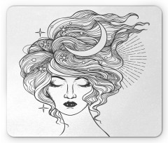 Modern Woman Starry Hair Mouse Pad