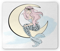 Mermaid Girl on Crescent Mouse Pad