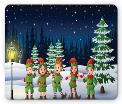 Snowing Forest and Children Mouse Pad