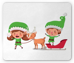 Elves and Reindeer on Sleigh Mouse Pad