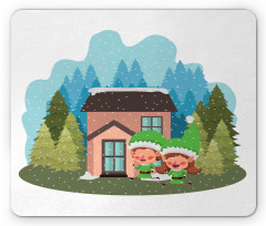 2 Dwarfs House in Winter Time Mouse Pad