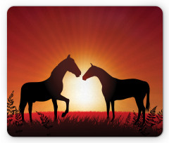 Horses Silhouette on Sunset Mouse Pad