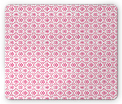 Pinkish Flowers in Hexagons Mouse Pad