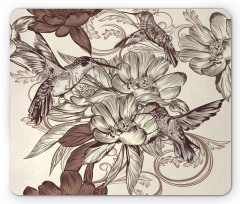 Bird Flowers Pattern Mouse Pad