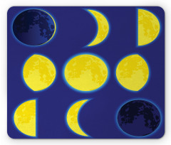 Lunar Phases Scheme at Night Mouse Pad