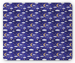 Moon Stars Dots and Clouds Art Mouse Pad