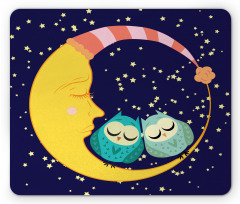 Sleeping Owl Couple Crescent Mouse Pad