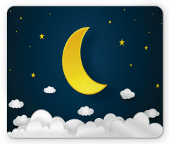 Half Moon Clouds and Stars Mouse Pad