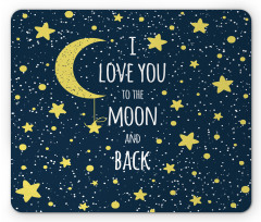 Romantic Typography Moon Star Mouse Pad