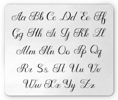 Monochrome Cursive ABC Mouse Pad