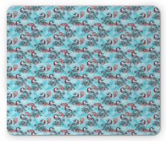 Peacocks Snowflakes Mouse Pad