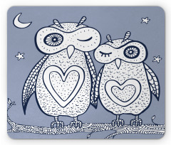 Night Bird Couple Doodle Mouse Pad