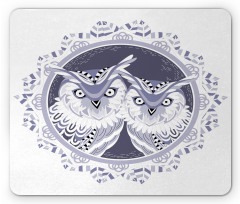 Vintage Night Birds Motif Mouse Pad