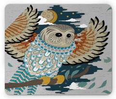 Bird Wings Moon Motifs Mouse Pad